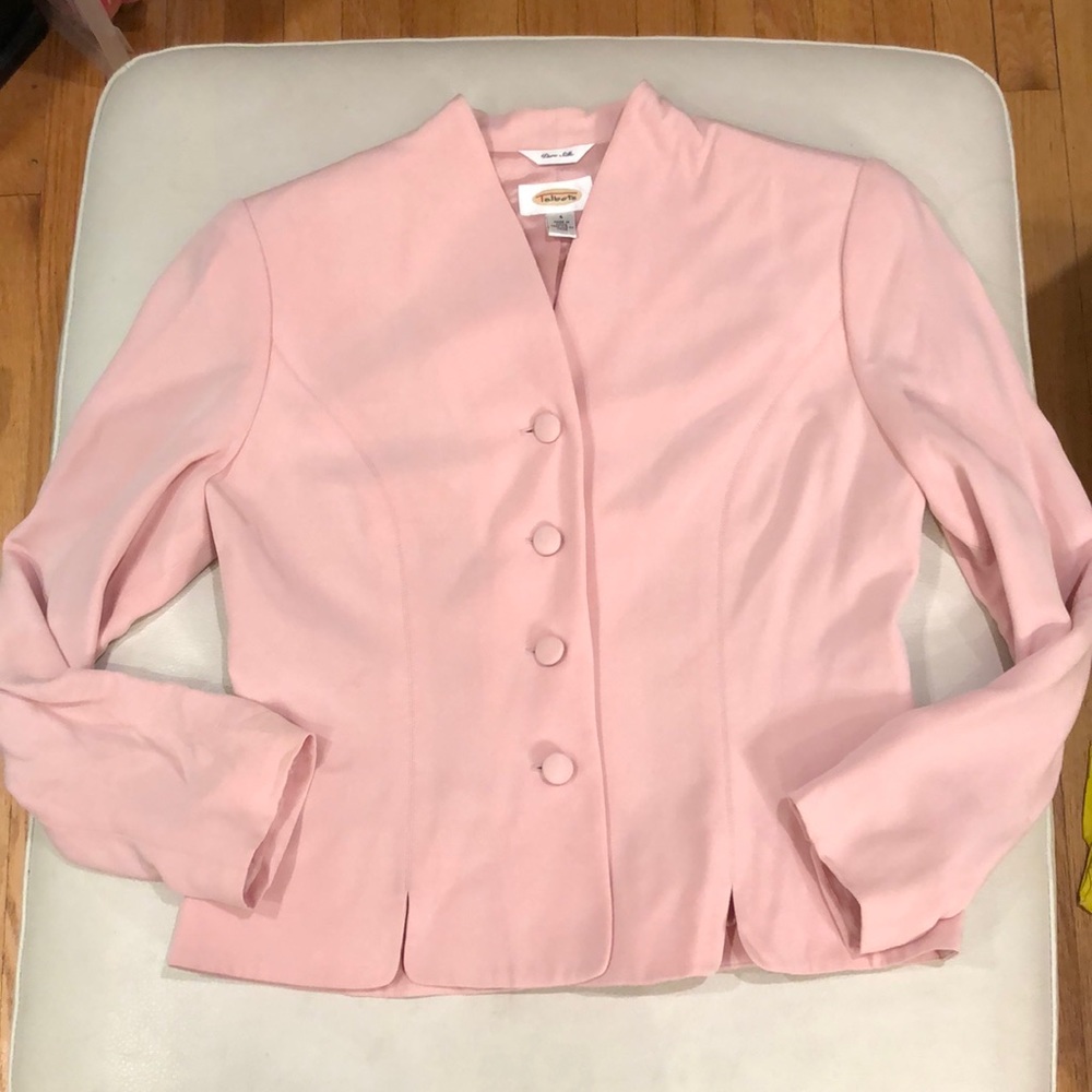 Talbots light pink silk blazer